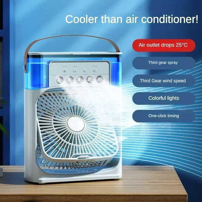 Portable Humidifier Air Conditioner Fan Household Hydrocooling Water Mist Cooler Portable Air Adjustment for Office 3 Speed Car